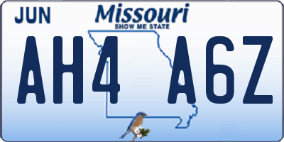 MO license plate AH4A6Z