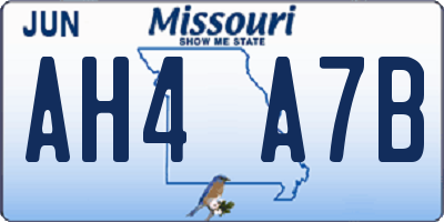 MO license plate AH4A7B