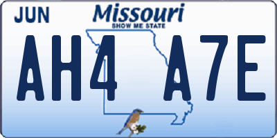 MO license plate AH4A7E