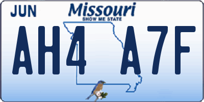 MO license plate AH4A7F