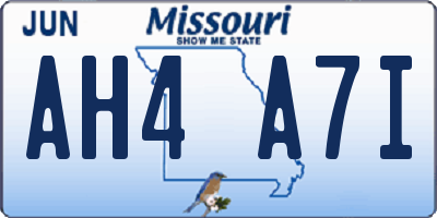 MO license plate AH4A7I