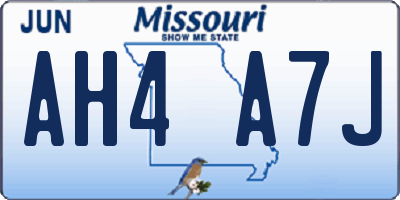 MO license plate AH4A7J