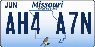 MO license plate AH4A7N