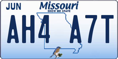 MO license plate AH4A7T