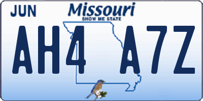 MO license plate AH4A7Z