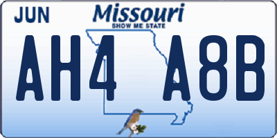 MO license plate AH4A8B