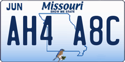 MO license plate AH4A8C