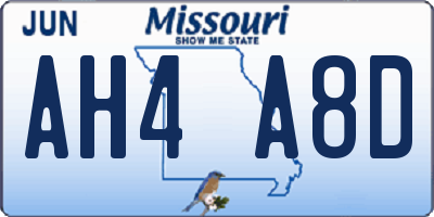MO license plate AH4A8D
