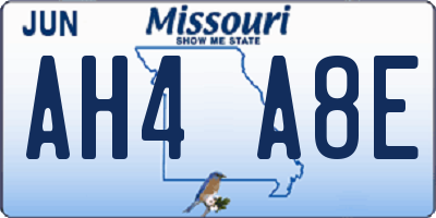MO license plate AH4A8E