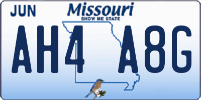 MO license plate AH4A8G