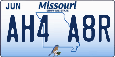 MO license plate AH4A8R