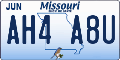 MO license plate AH4A8U