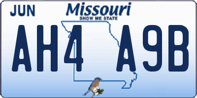 MO license plate AH4A9B