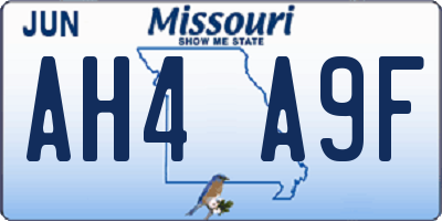 MO license plate AH4A9F
