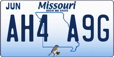 MO license plate AH4A9G