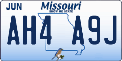 MO license plate AH4A9J