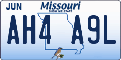 MO license plate AH4A9L