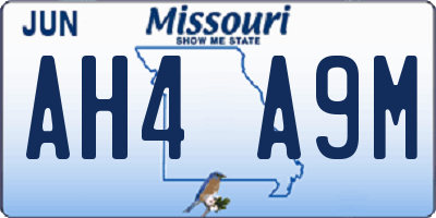 MO license plate AH4A9M