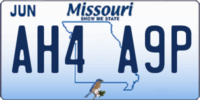 MO license plate AH4A9P