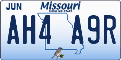 MO license plate AH4A9R