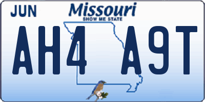 MO license plate AH4A9T