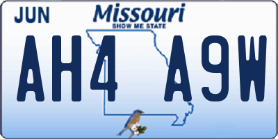 MO license plate AH4A9W