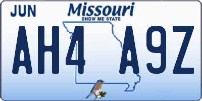 MO license plate AH4A9Z