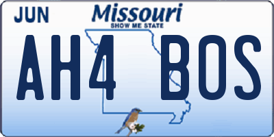 MO license plate AH4B0S