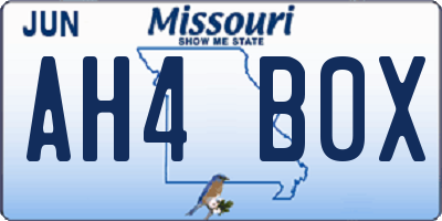 MO license plate AH4B0X