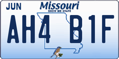 MO license plate AH4B1F