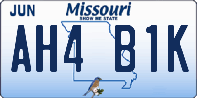MO license plate AH4B1K