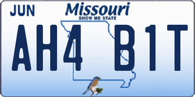 MO license plate AH4B1T