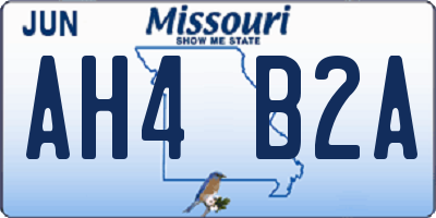 MO license plate AH4B2A