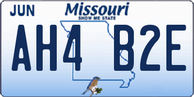 MO license plate AH4B2E