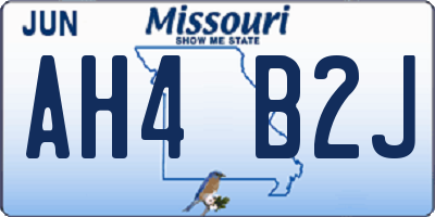 MO license plate AH4B2J