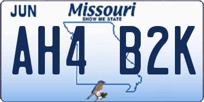 MO license plate AH4B2K