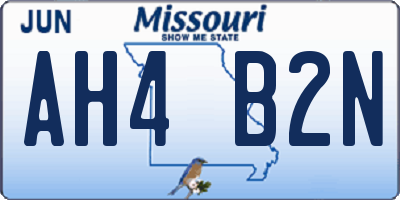 MO license plate AH4B2N