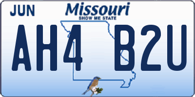 MO license plate AH4B2U