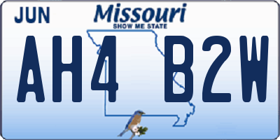 MO license plate AH4B2W