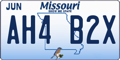 MO license plate AH4B2X