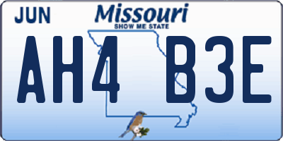MO license plate AH4B3E