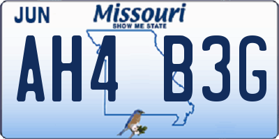 MO license plate AH4B3G