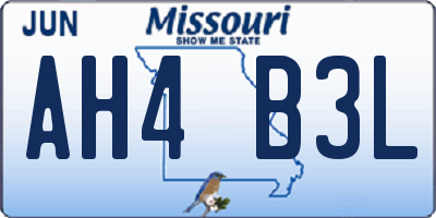 MO license plate AH4B3L