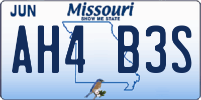 MO license plate AH4B3S