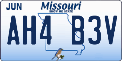 MO license plate AH4B3V