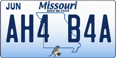 MO license plate AH4B4A