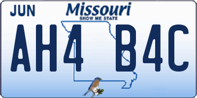 MO license plate AH4B4C