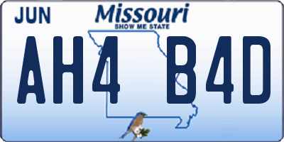 MO license plate AH4B4D