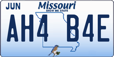 MO license plate AH4B4E