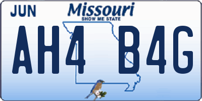 MO license plate AH4B4G